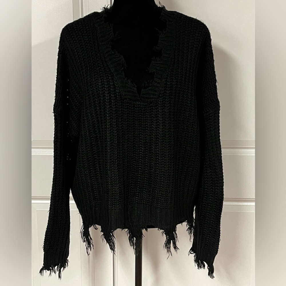 Miracle Destructed Black Sweater